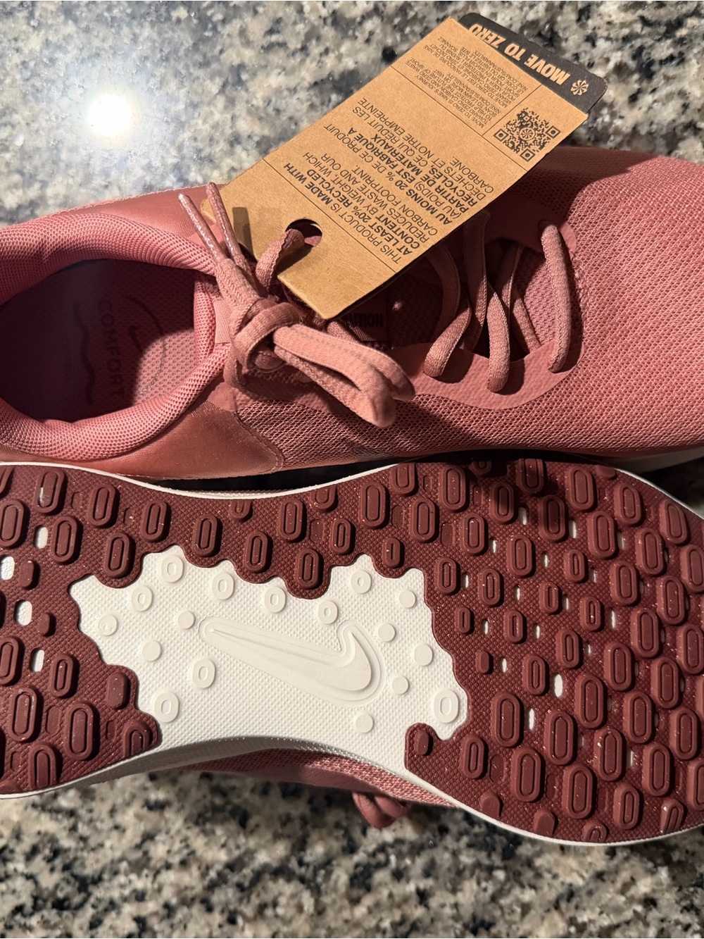 Nike New Women’s Dusty Rose Knit Lace-Up Sneakers Size 10 - Picture 4 of 6